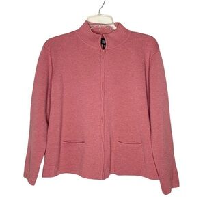 Eileen‎ Fisher Merino Wool Zip Front Cardigan in Rose